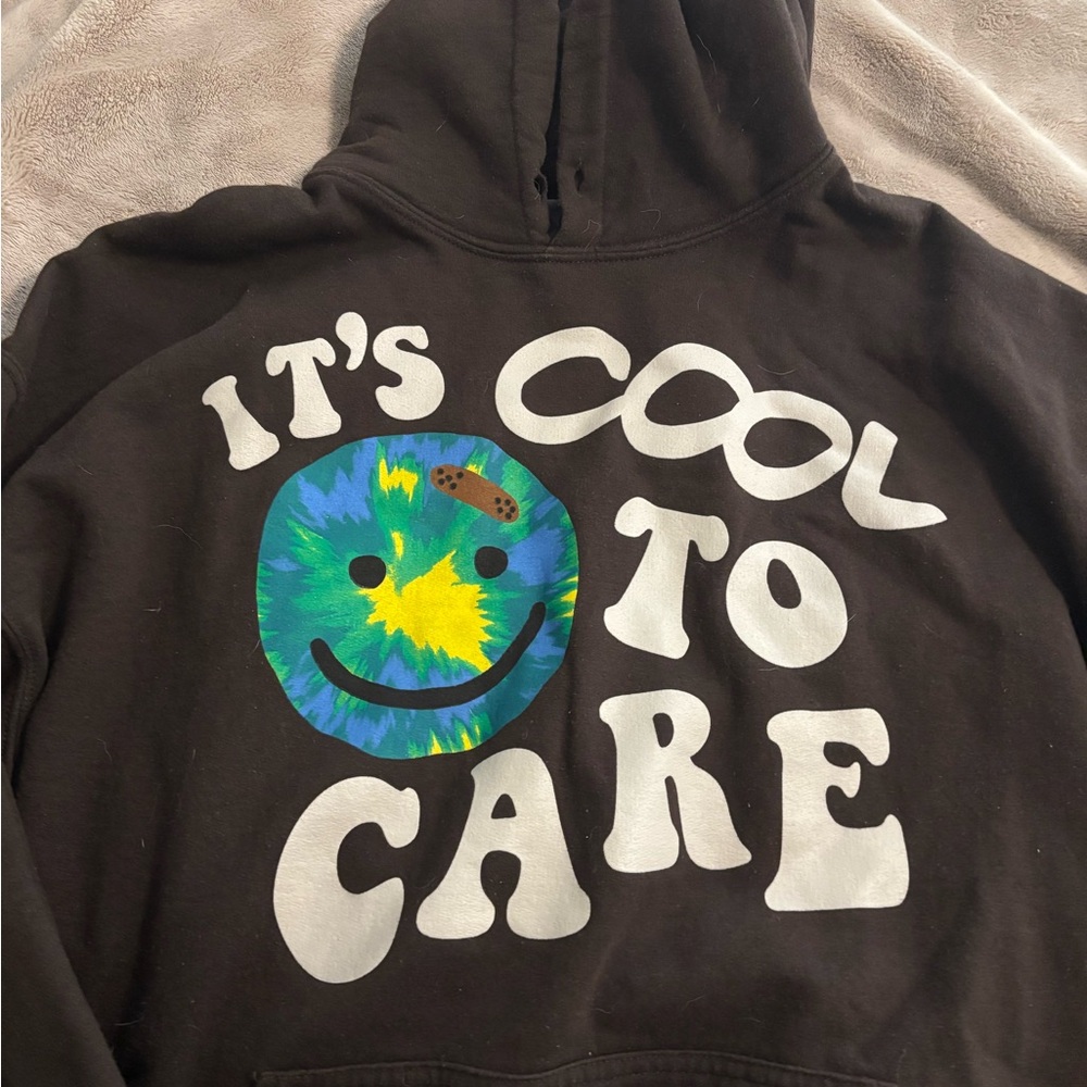 Lonely Ghost Black Hoodie with Colorful Earth Design
